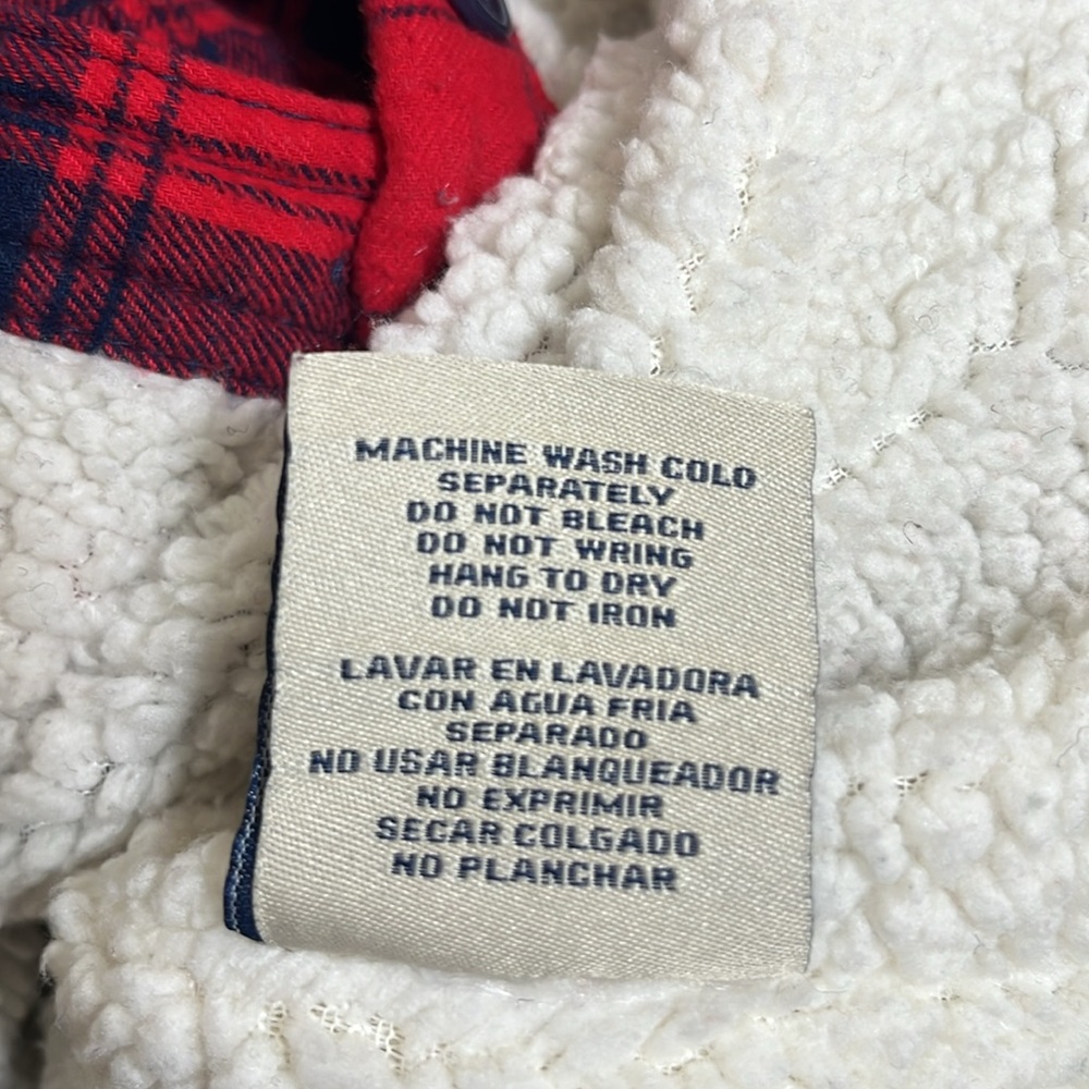 Boston Traders Red Navy Plaid Hooded Fleece Lined Jacket - Picture 8 of 9